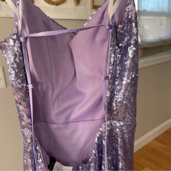Prom Dress, B. Darlin light purple, long sequin dress with train - Picture 9 of 14